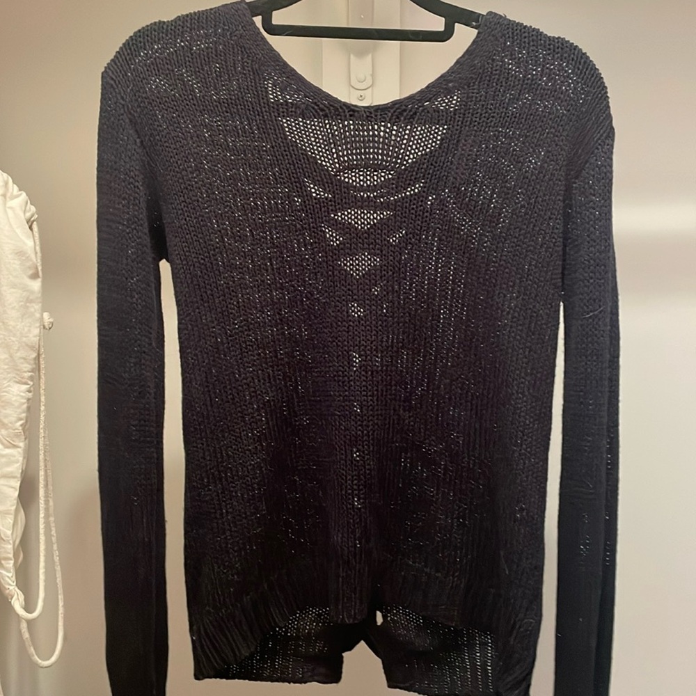 Lace up back sweater